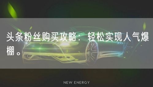 头条粉丝购买攻略:轻松实现人气爆棚。