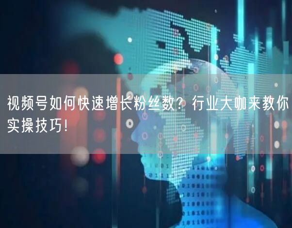 视频号如何快速增长粉丝数?行业大咖来教你实操技巧!