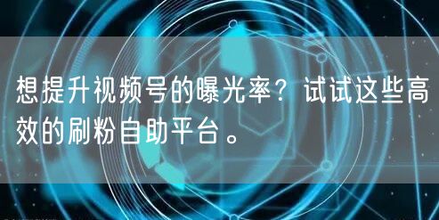 想提升视频号的曝光率？试试这些高效的刷粉自助平台。