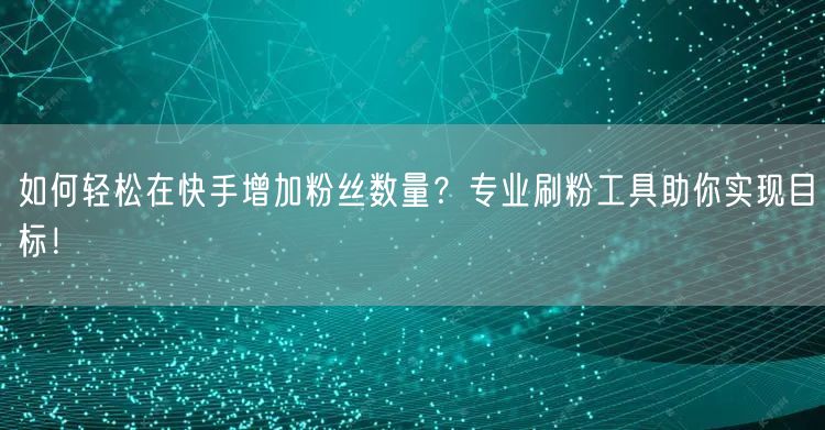 如何轻松在快手增加粉丝数量？专业刷粉工具助你实现目标！