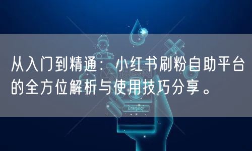 从入门到精通：小红书刷粉自助平台的全方位解析与使用技巧分享。