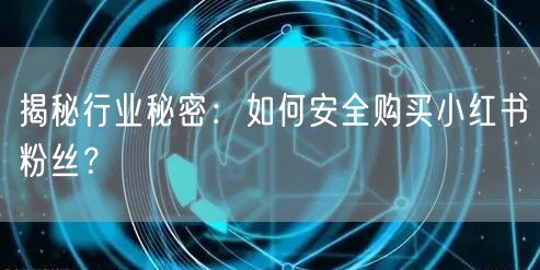 揭秘行业秘密:如何安全购买小红书粉丝?
