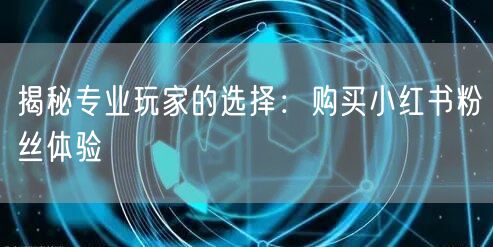 揭秘专业玩家的选择：购买小红书粉丝体验